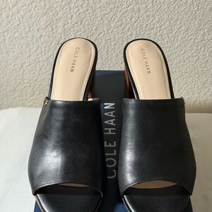 Cole Haan Black Leather Mules Classic Design